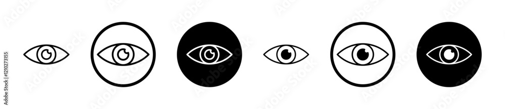 Eyes icon set in black filled and stroke line style. Eyes icon set in black filled and stroke line style.