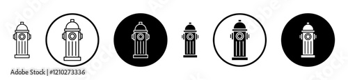Fire hydrant icons in black and blue set