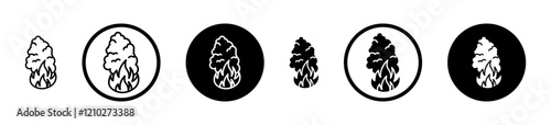 Fire smoke icon set in black filled and stroke line style.