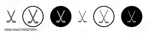 Photography Hockey sticks icon set in black filled and stroke line style.