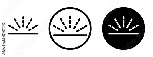 Keyboard brightness icon set in black filled and stroke line style.