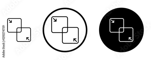Merge icon set in black filled and stroke line style.
