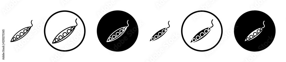 Peapod icon set in black filled and stroke line style. Peapod icon set in black filled and stroke line style.