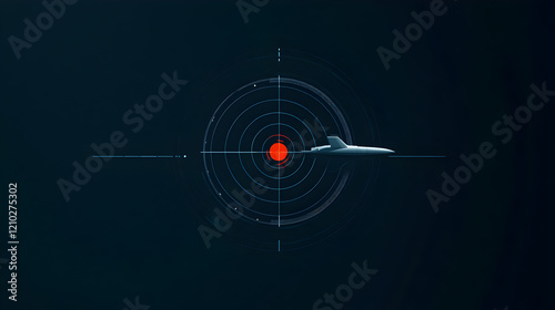A flat design of a radar screen showing a blip, symbolizing military surveillance. Radar blip illustration.


