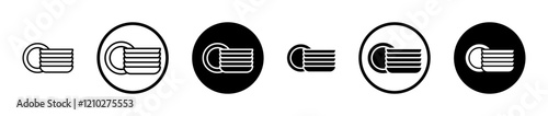 Plates icon set in black filled and stroke line style.