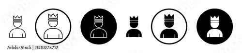 Premium User icon set in black filled and stroke line style.