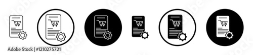 Procurement icons set in black filled and stroke line style