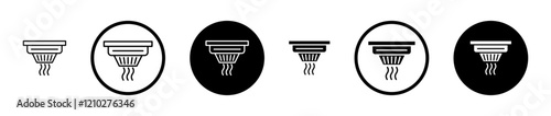 Sensor smoke icon set in black filled and stroke line style.