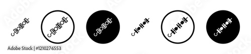 Skewer icon set in black filled and stroke line style.