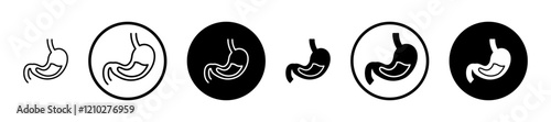Stomach icons in black and blue set