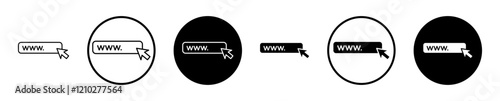 Url icon set in black filled and stroke line style.