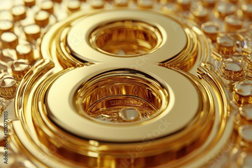 A gold number 8 with a hole in the middle
