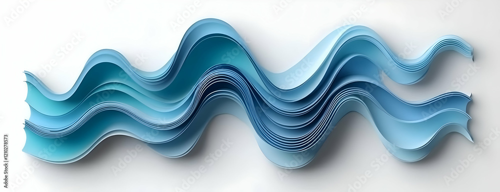 Fototapeta premium Blue Waves Abstract Paper Art