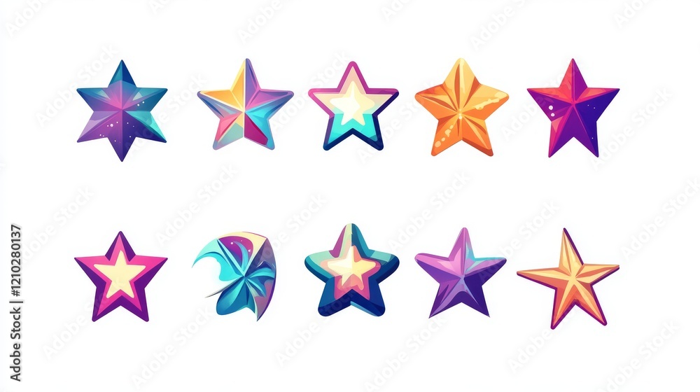 Retro futuristic sparkle icons collection. Set of star shapes. Abstract cool shine effect sign vector design. Templates for design, posters, projects, banners, logo, and business cards Retro futuristic sparkle icons collection. Set of star shapes. Abstract cool shine effect sign vector design. Templates for design, posters, projects, banners, logo, and business cards
