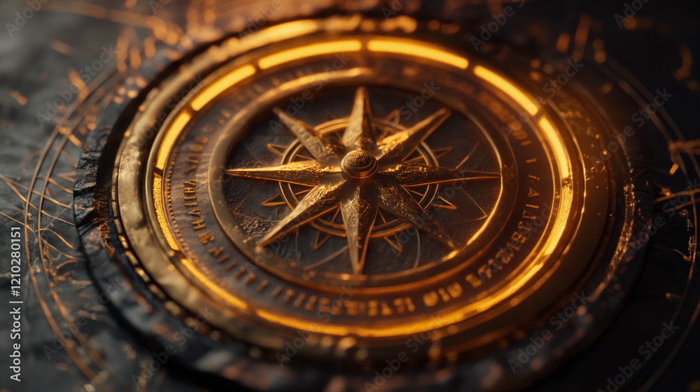 Fototapeta premium Coin with rotating symbols. Cinematic. --chaos 5 -_003