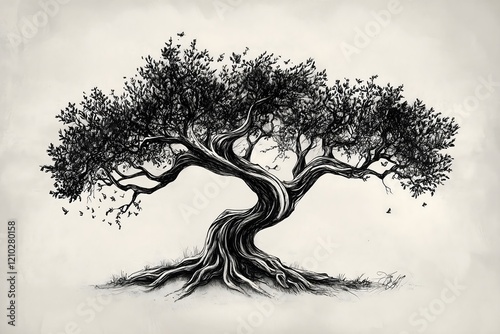 Set of tree and leaf collection hand drawn flat design vector element. botanical set of bare trees and ones with leaves and lush green. Illustration of Eucalyptus tree isolated on white