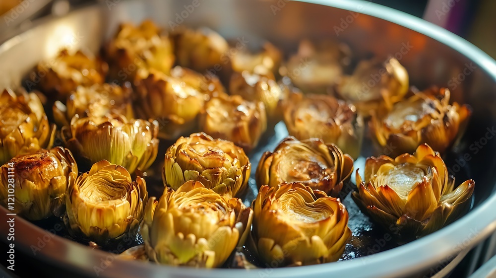 Fototapeta premium Fried artichoke cuisine close up selective focus