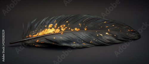 Feather with gold veins. Hypermodernism. --chaos 1_003 photo