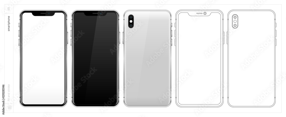 Smartphone. Vector illustration. Fill and stroke. Smartphone. Vector illustration. Fill and stroke.