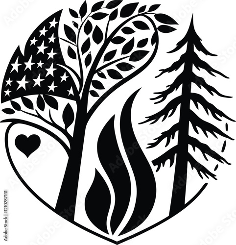 Patriotic Heart: Tree of Unity and Growth