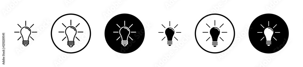 Bulb icons set in black filled and stroke line style Bulb icons set in black filled and stroke line style