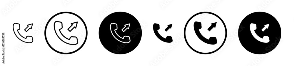 Call outgoing icons set in black filled and stroke line style Call outgoing icons set in black filled and stroke line style