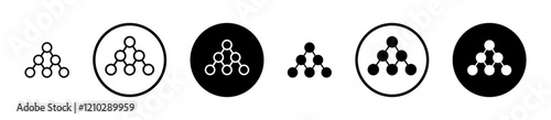 Chart tree icons set in black filled and stroke line style