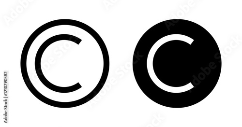 Copyright icons set in black filled and stroke line style