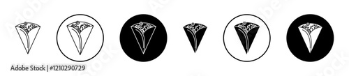 Crepe icons set in black filled and stroke line style