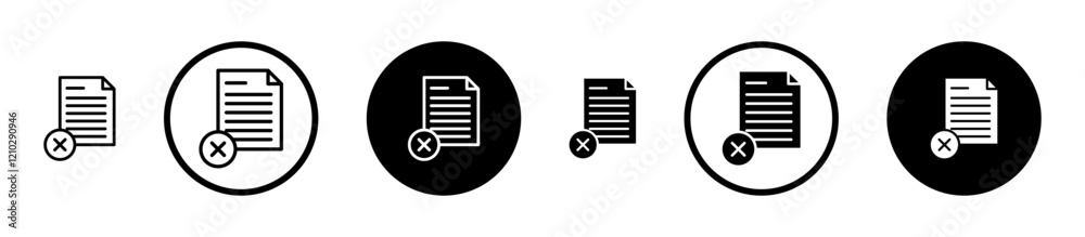 Delete Document icons set in black filled and stroke line style Delete Document icons set in black filled and stroke line style