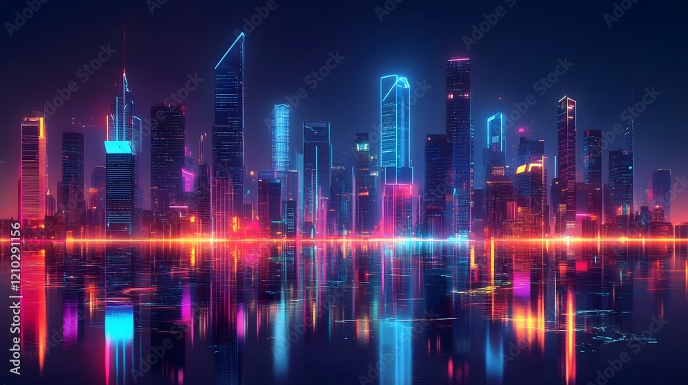 Glowing electric grids and vibrant geometric patterns of a futuristic high tech city at night Intricate digital infrastructure and luminous dynamic architecture Glowing electric grids and vibrant geometric patterns of a futuristic high tech city at night Intricate digital infrastructure and luminous dynamic architecture