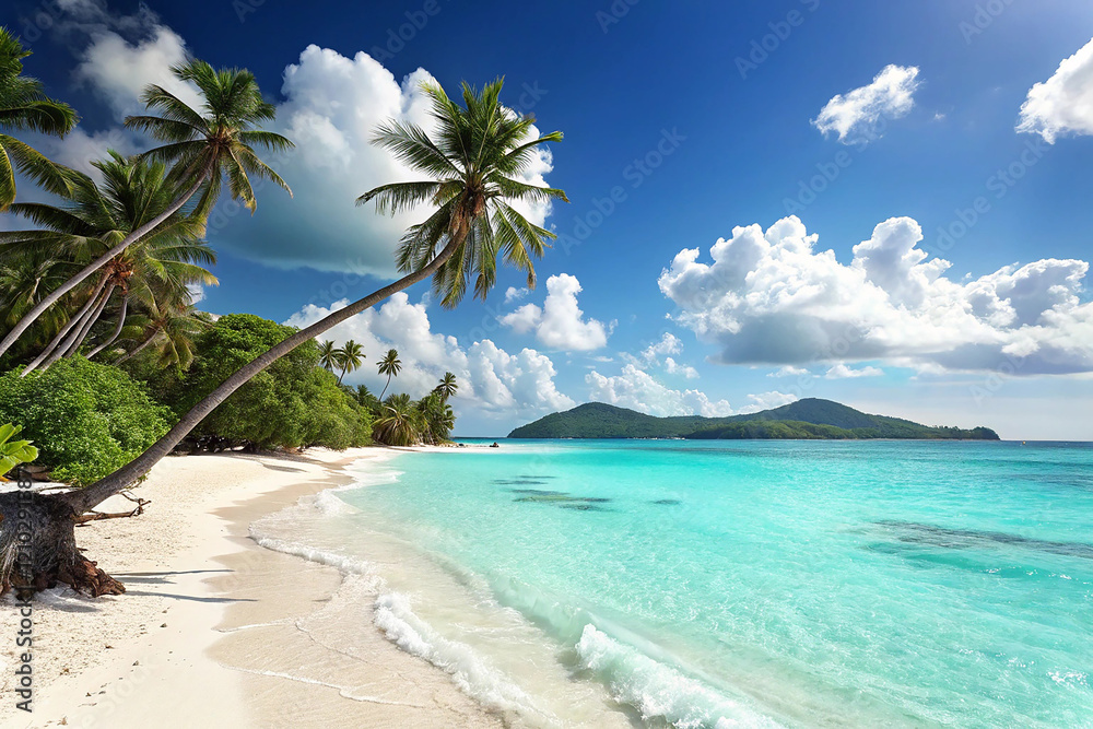 Fototapeta premium Beach with coconut trees