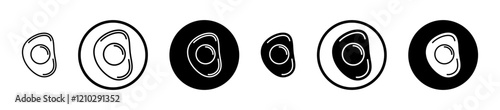 Egg fried icons set in black filled and stroke line style