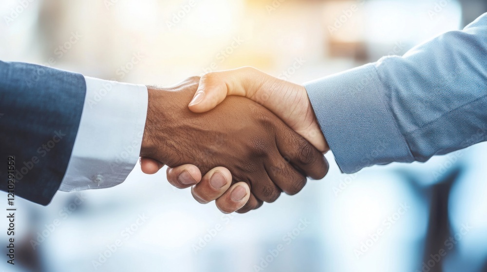 Two men shaking hands in a business meeting demonstrating agreement and partnership Two men shaking hands in a business meeting demonstrating agreement and partnership