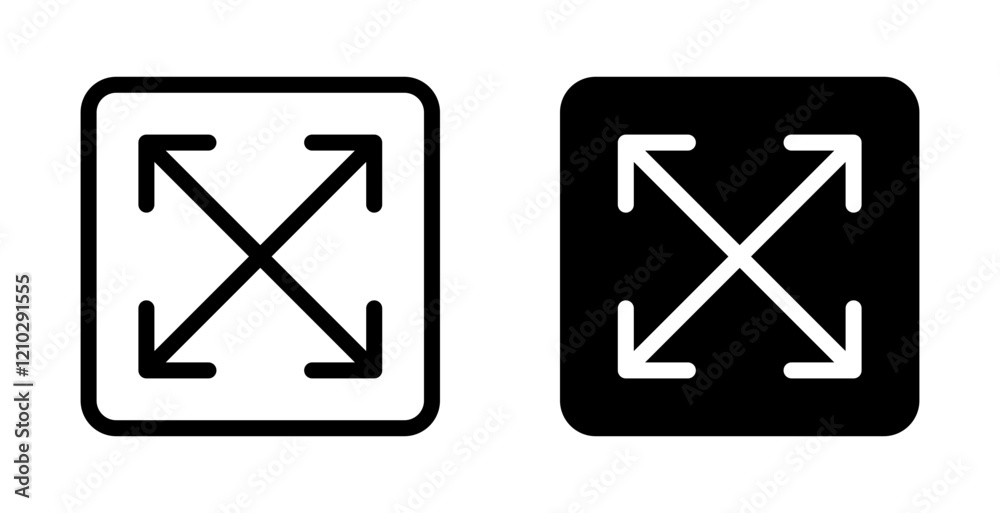 Expand icons vector pack in black and blue colors Expand icons vector pack in black and blue colors