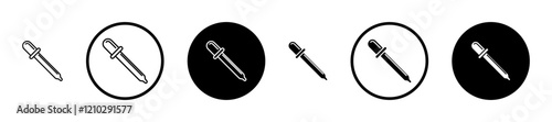 Eye dropper icons vector pack in black and blue colors