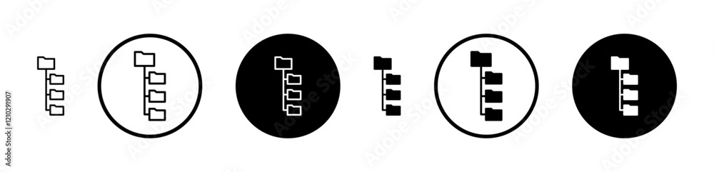 Folder tree icons set in black filled and stroke line style Folder tree icons set in black filled and stroke line style