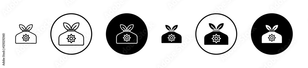 Furoshiki icons set in black filled and stroke line style Furoshiki icons set in black filled and stroke line style