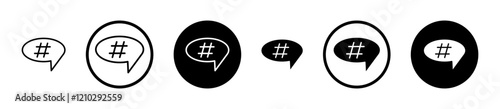 Hashtag icons vector pack in black and blue colors