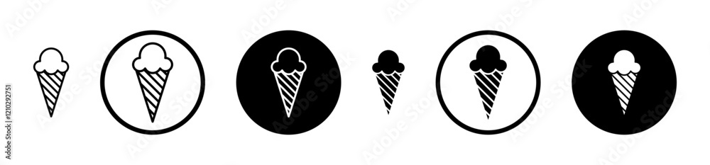 Ice cream icons set in black filled and stroke line style Ice cream icons set in black filled and stroke line style