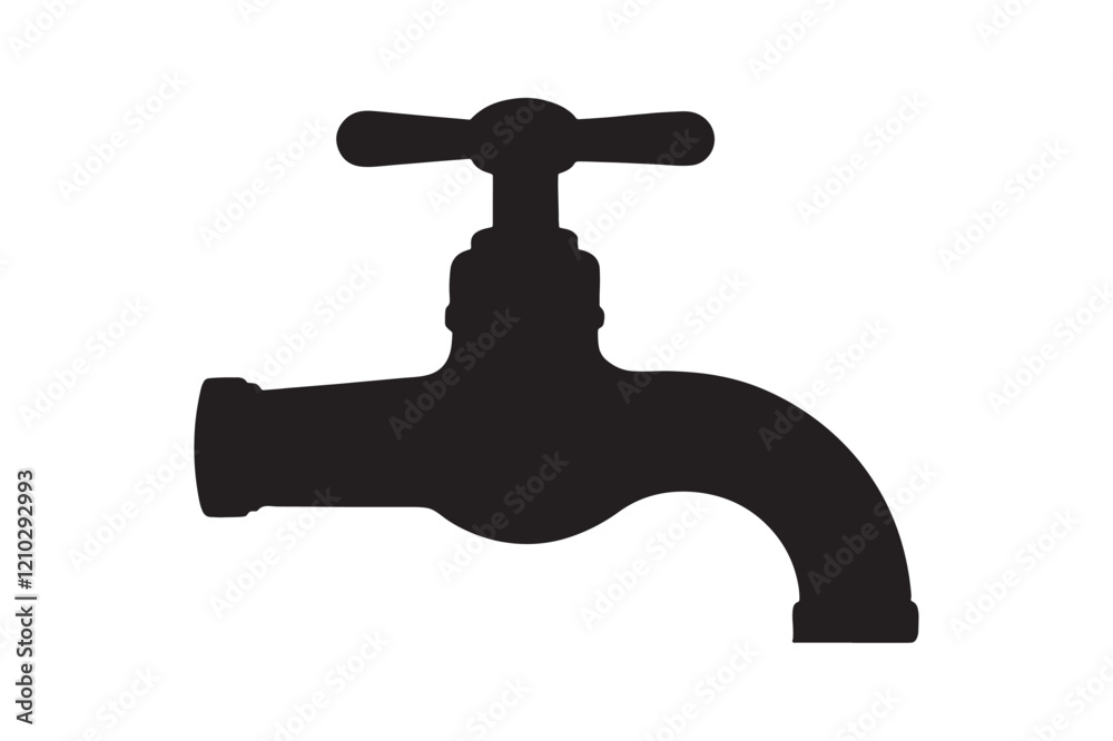 Faucet silhouette icon illustration on white background.03 Faucet silhouette icon illustration on white background.03