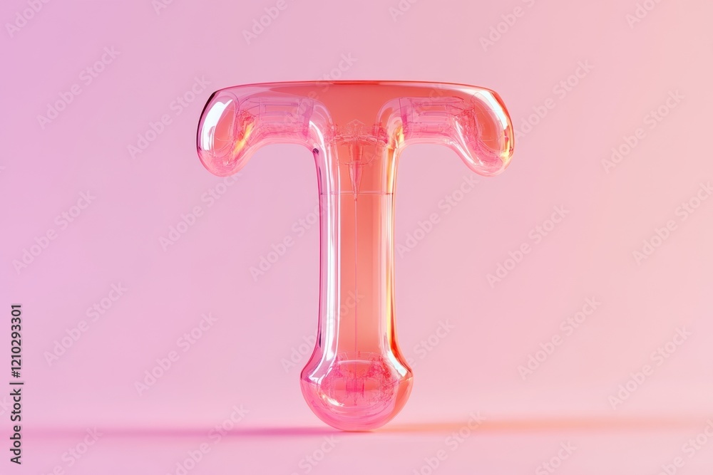 A letter T made of glass is on a background A letter T made of glass is on a background