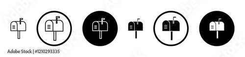 Mailbox icons vector pack in black and blue colors