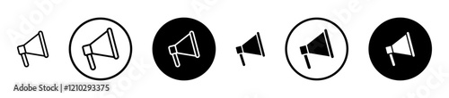 Megaphone icons vector pack in black and blue colors