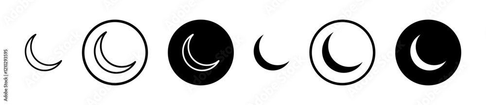 Moon icons in black and blue set