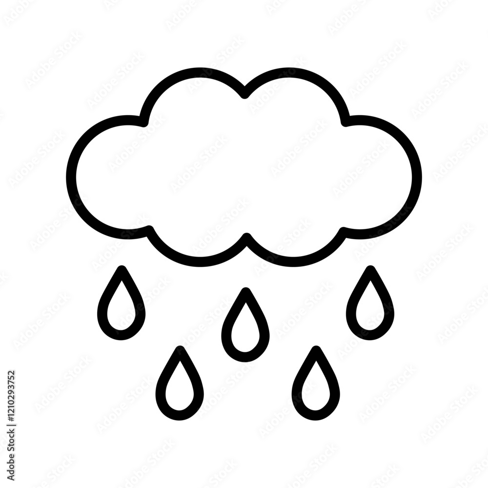 Cloud icon with rain and drops