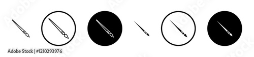 Paint brush icons vector pack in black and blue colors