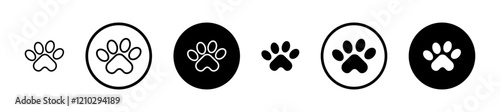 Paw icons in black and blue set