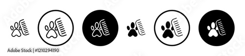 Pet grooming icons set in black filled and stroke line style
