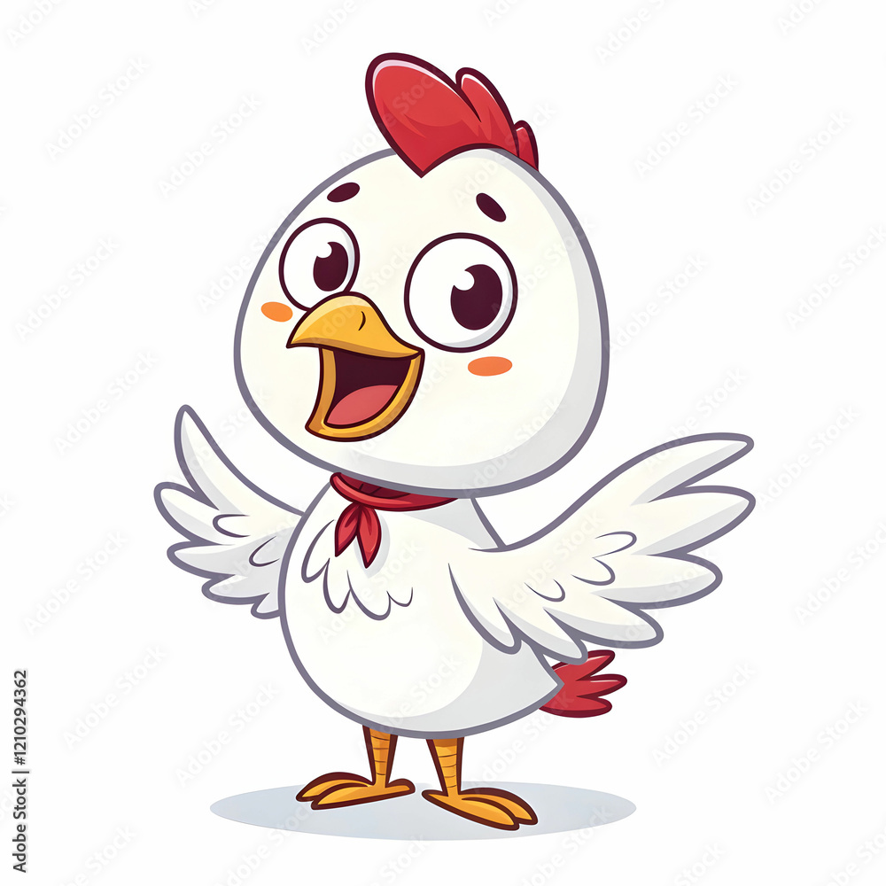 Naklejka premium white chicken cartoon character logo